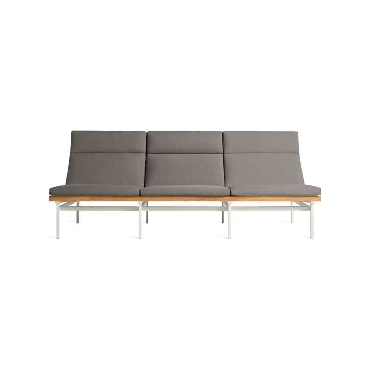 Riviera Elegance 88'' Matte White and Charcoal Teak Outdoor Sofa