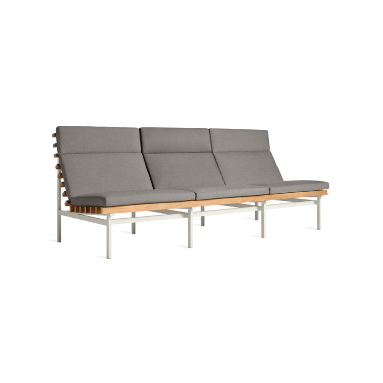 Riviera Elegance 88'' Matte White and Charcoal Teak Outdoor Sofa