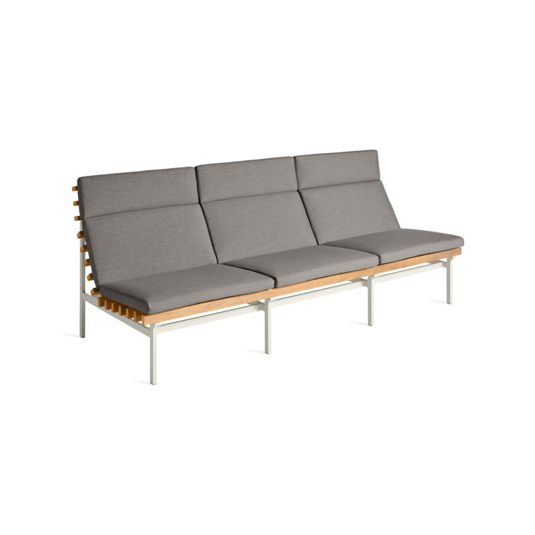 Riviera Elegance 88'' Matte White and Charcoal Teak Outdoor Sofa