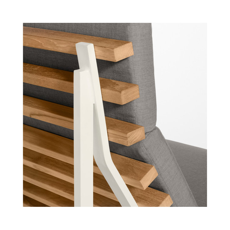 Riviera Elegance 88'' Matte White and Charcoal Teak Outdoor Sofa