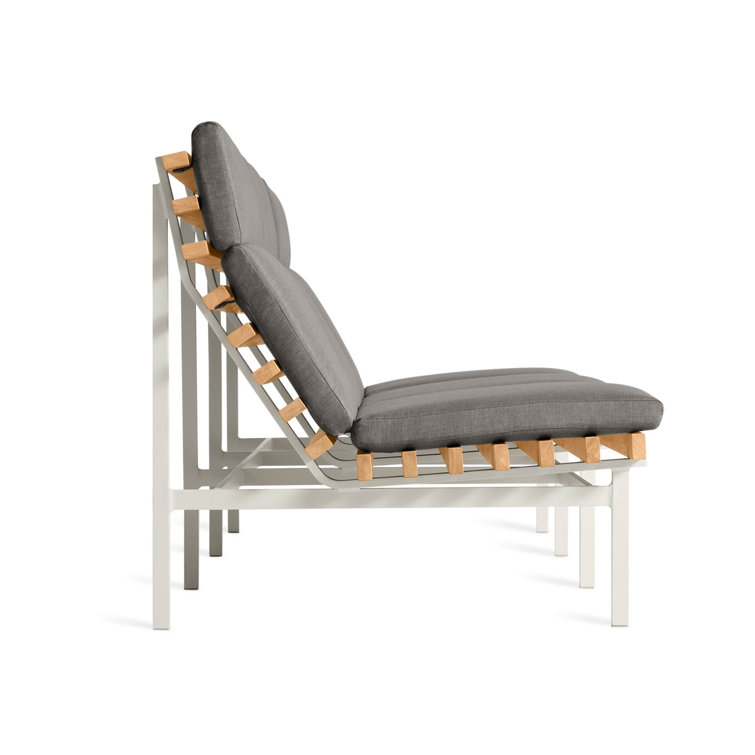 Riviera Elegance 88'' Matte White and Charcoal Teak Outdoor Sofa