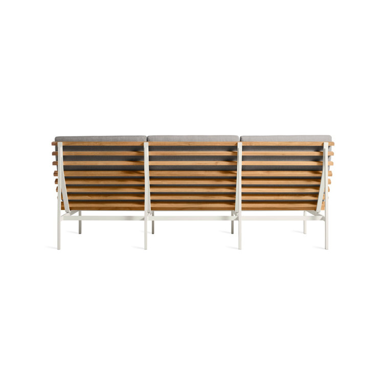 Riviera Elegance 88'' Matte White and Charcoal Teak Outdoor Sofa