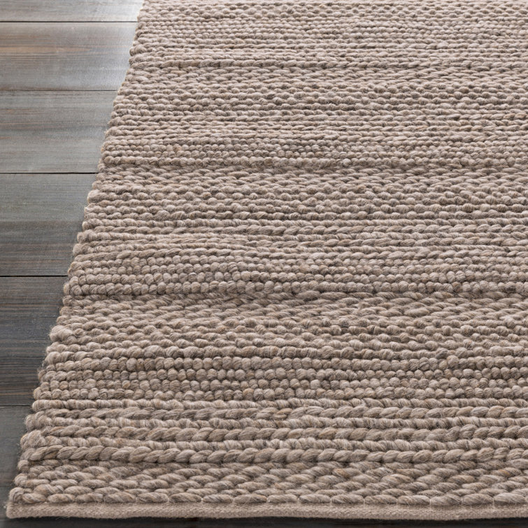 Handmade Brown Wool Rectangular Rug 5' x 8'