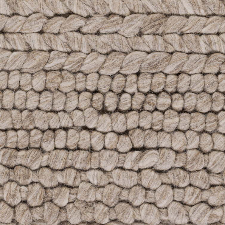 Handmade Brown Wool Rectangular Rug 5' x 8'
