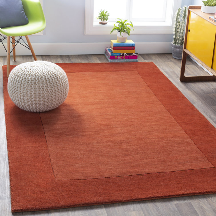 Handmade Red Wool Rectangular Area Rug 7'6" x 9'6"