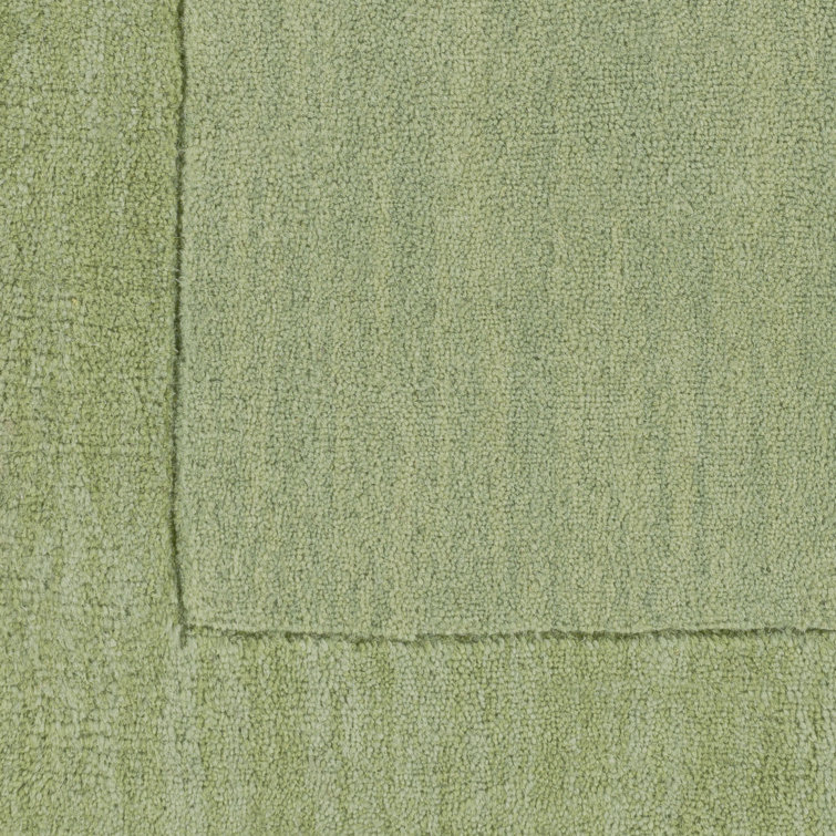 Hand-Knotted Geometric Wool Area Rug in Medium Green 2'x3'