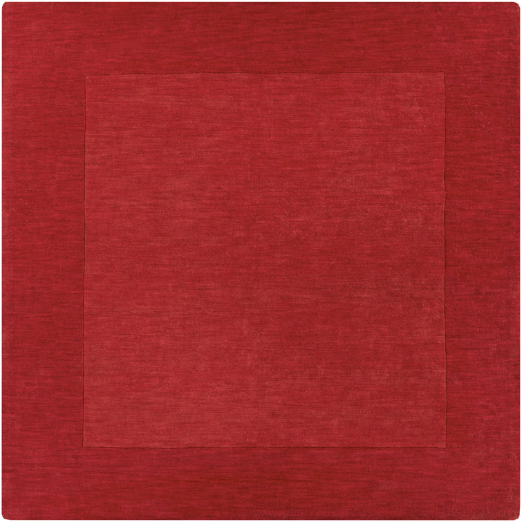 Handmade Red Wool Square Area Rug 24'' x 36''