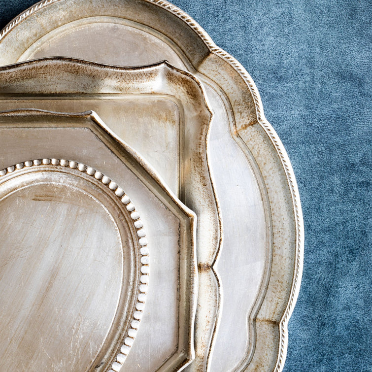 Florentine Platinum Leaf Handcrafted Small Oval Tray