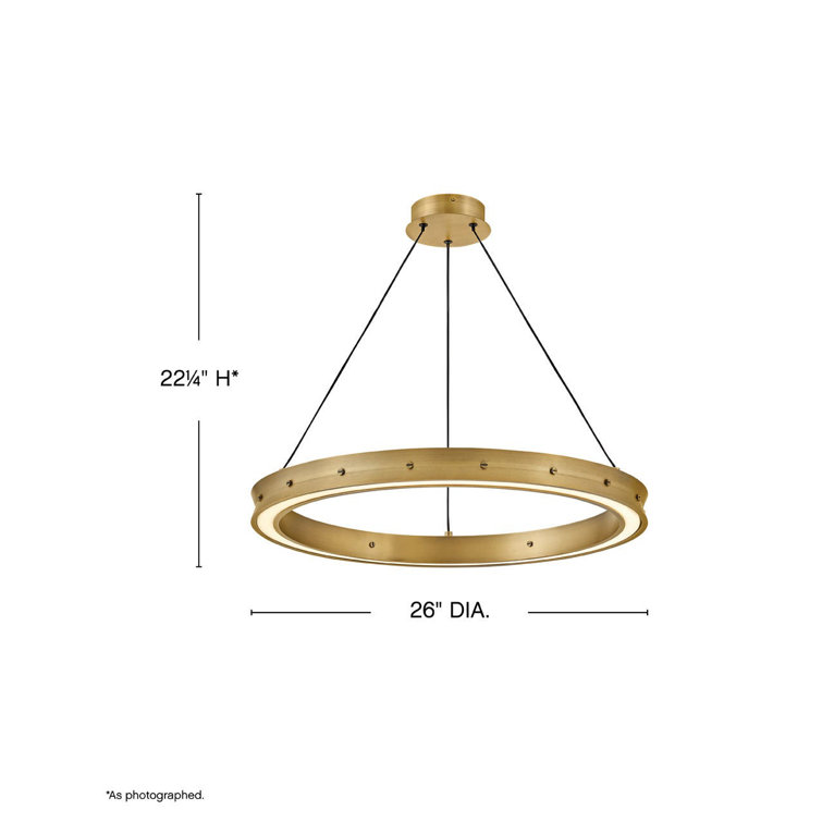 Althea Lacquered Brass LED Ring Chandelier with Etched Diffuser