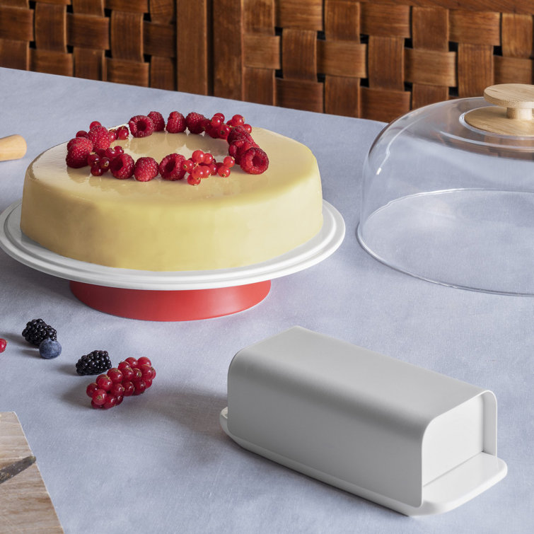 Warm Gray Stainless Steel and Porcelain Butter Dish
