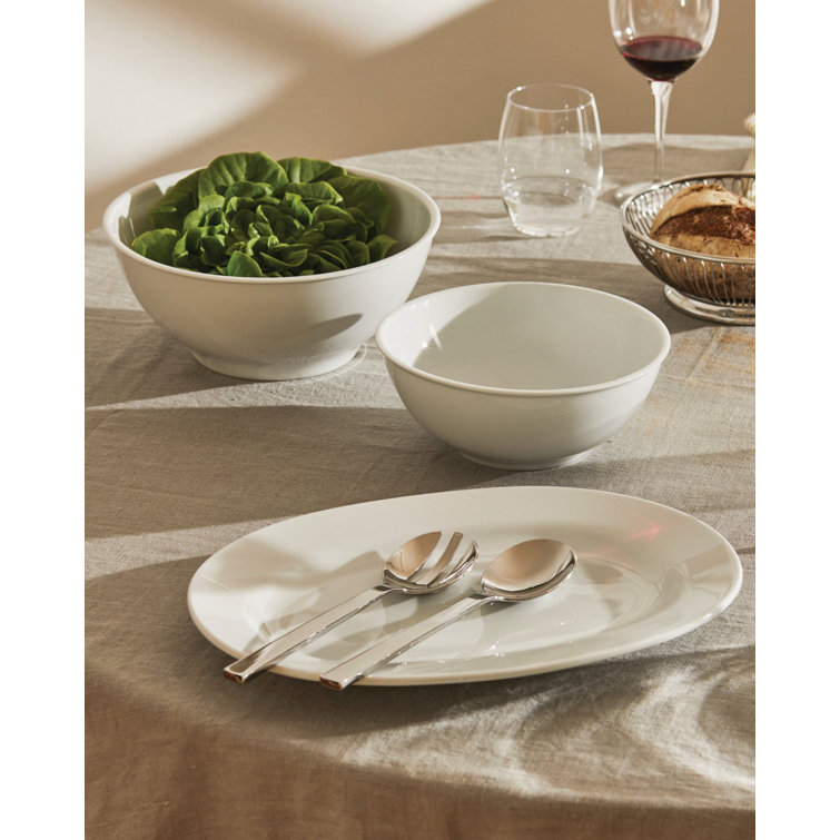 White Ceramic 10.25" Minimalist Salad Serving Bowl