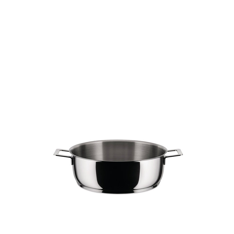 11" Silver Stainless Steel Low Casserole with Handles