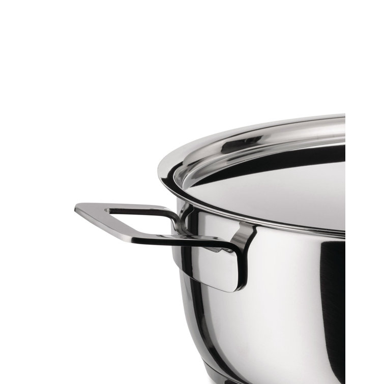 11" Silver Stainless Steel Low Casserole with Handles