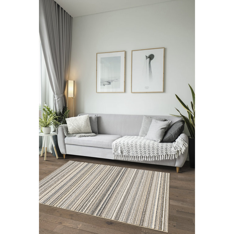Carnival Earthtone Stripe Tufted 3' x 5' Synthetic Area Rug