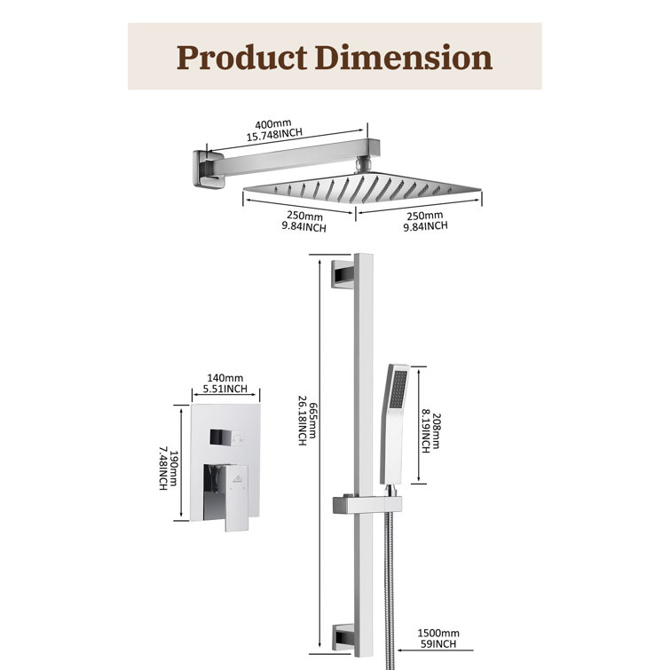 Chrome Adjustable Dual Shower System with Handheld and Rain Shower Heads