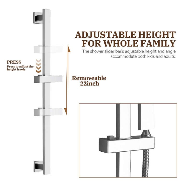 Chrome Adjustable Dual Shower System with Handheld and Rain Shower Heads