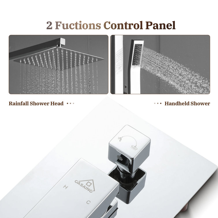 Chrome Adjustable Dual Shower System with Handheld and Rain Shower Heads