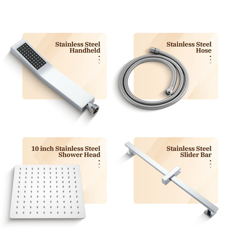 Chrome Adjustable Dual Shower System with Handheld and Rain Shower Heads