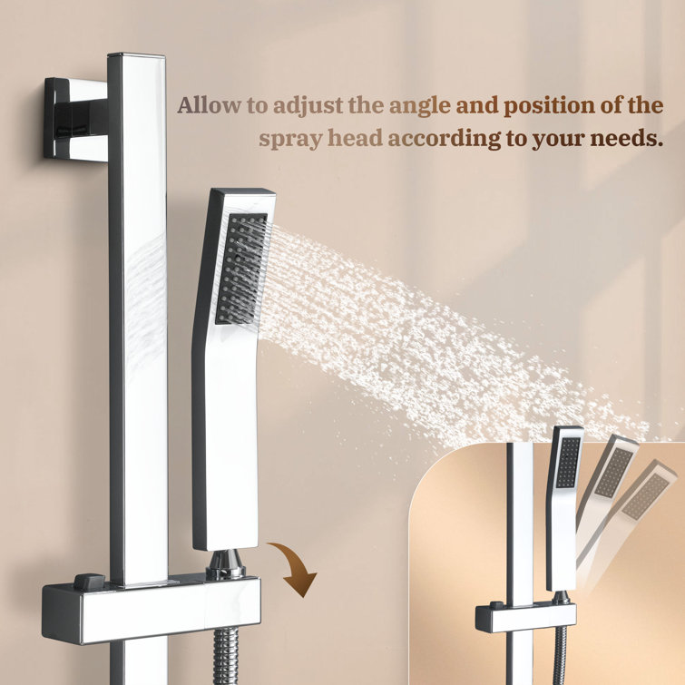 Chrome Adjustable Dual Shower System with Handheld and Rain Shower Heads