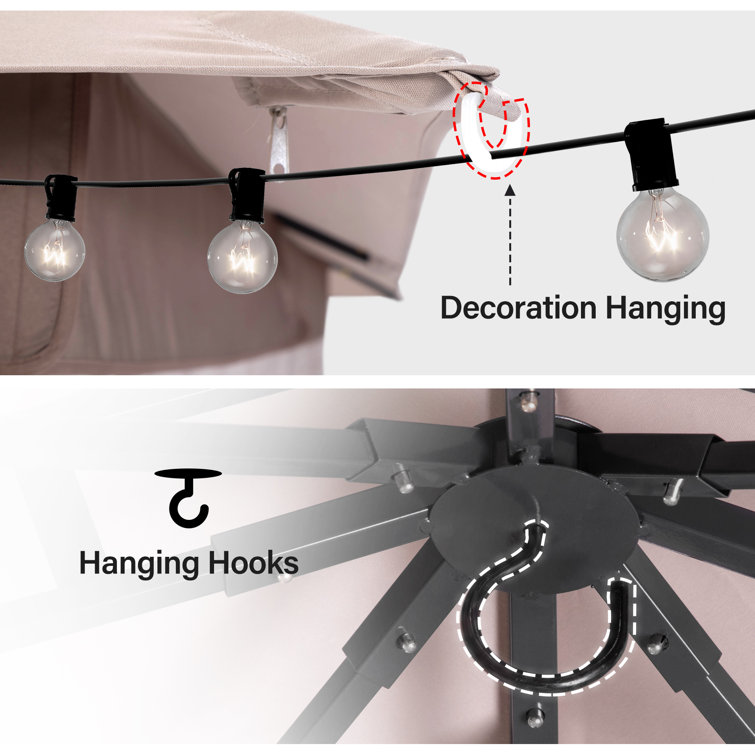 Beige Steel Patio Gazebo with Weather-Resistant Fabric