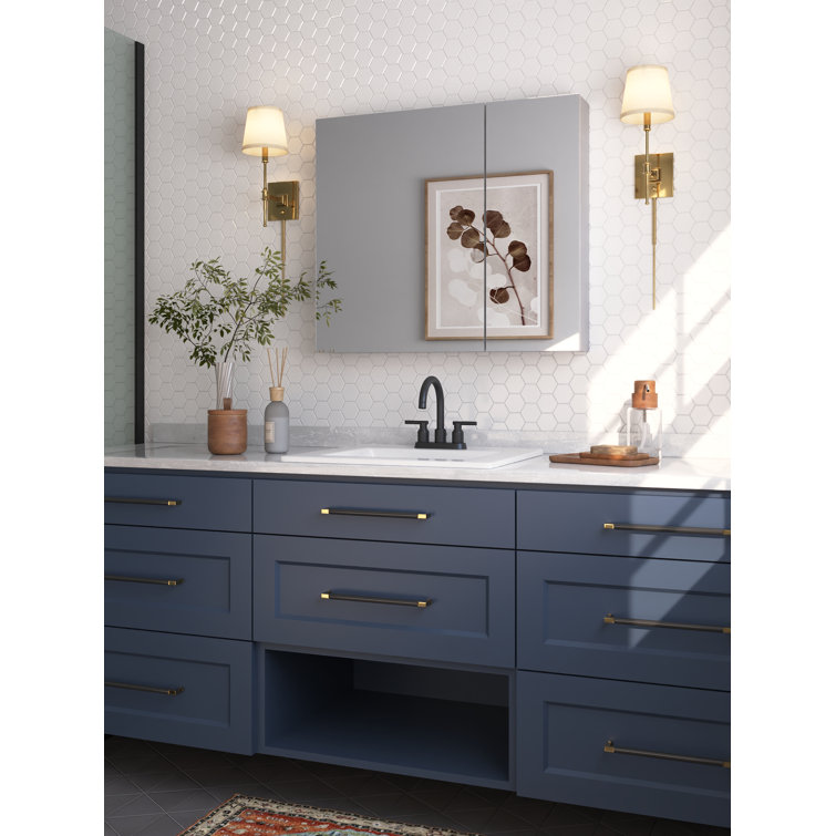 30'' W x 26'' H Frameless Mirrored Medicine Cabinet with Adjustable Shelves