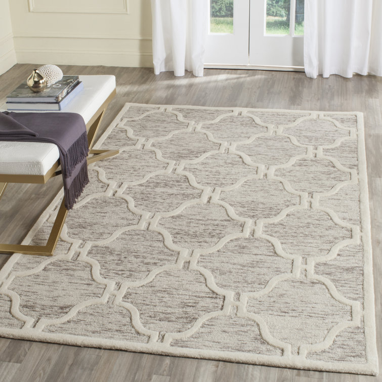 Handmade Light Brown and Ivory Round Wool Tufted Rug
