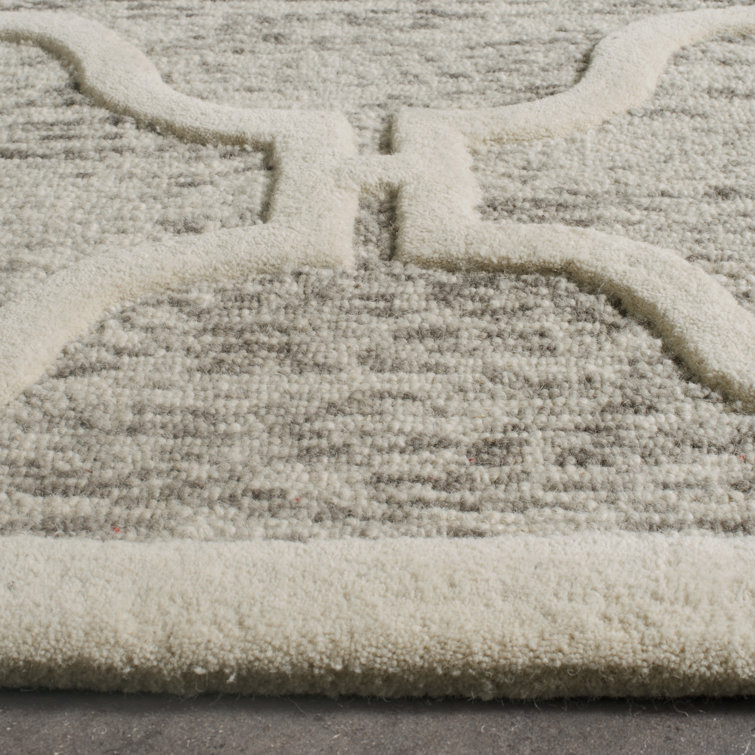 Handmade Geometric Tufted Wool Rug 4' x 6' Light Brown/Ivory