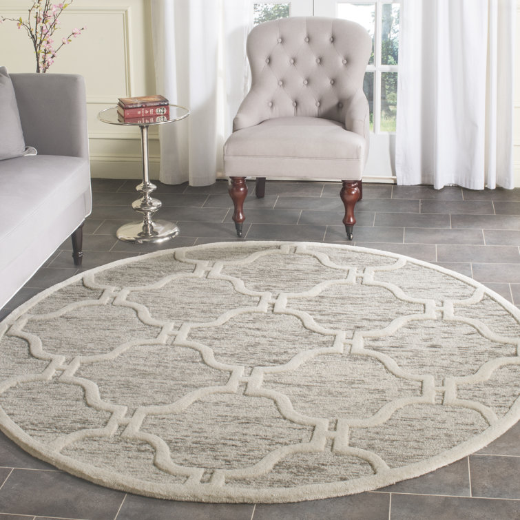 Handmade Geometric Tufted Wool Rug 4' x 6' Light Brown/Ivory