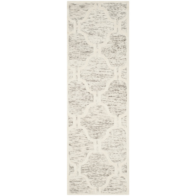 Elegant Light Brown/Ivory Hand-Tufted Wool Runner Rug, 2'6" x 8'