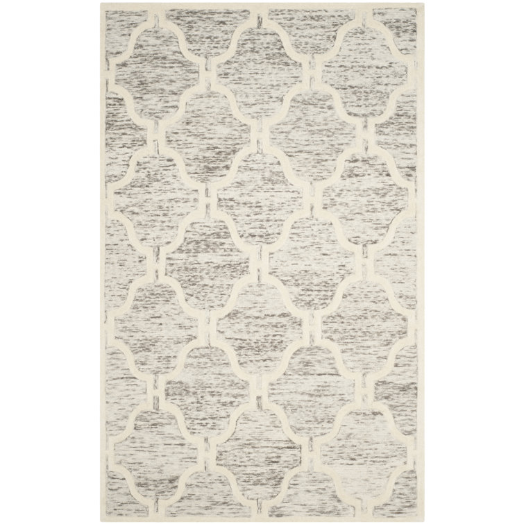 Handmade Light Brown and Ivory Round Wool Tufted Rug