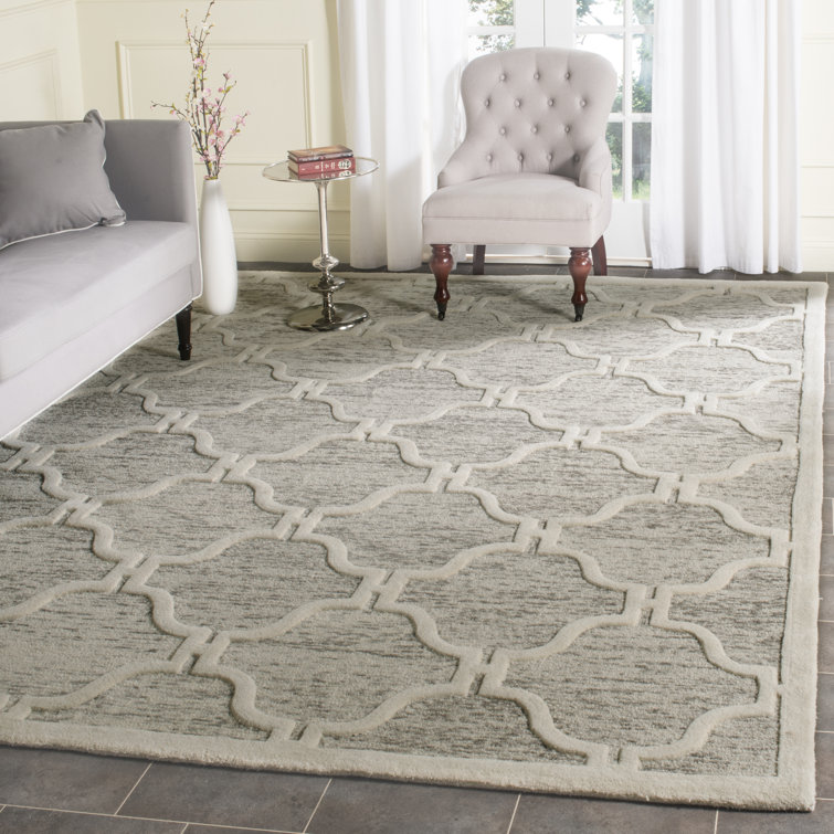 Handmade Geometric Tufted Wool Rug 4' x 6' Light Brown/Ivory