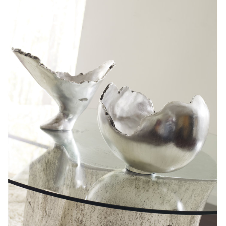 Burled Silver Leaf 14" Wood-Like Resin Decorative Vase