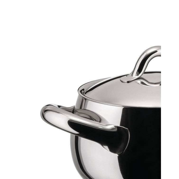 Medium Mirror Polished Stainless Steel Casserole with Handles