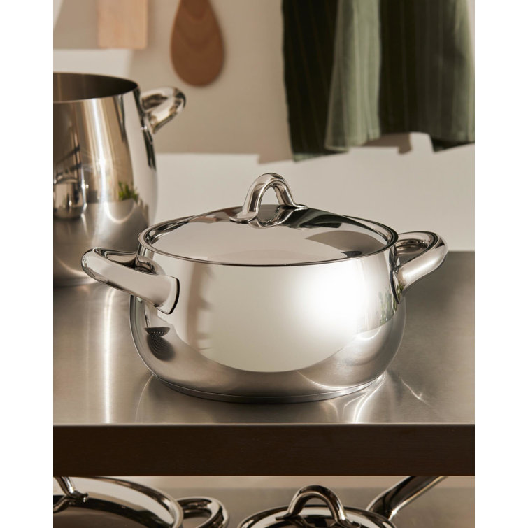 Small Mirror Polished Stainless Steel Casserole with Handles