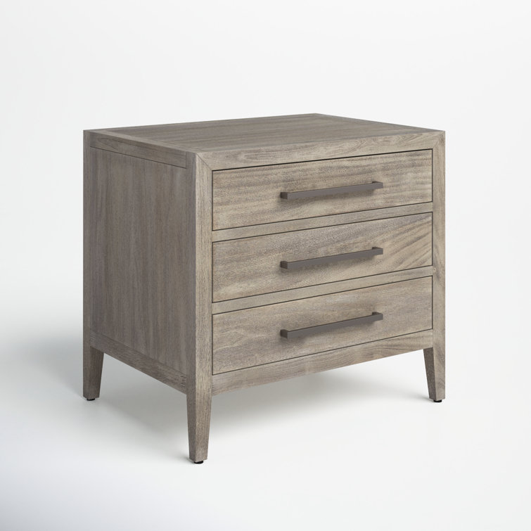 Ariella Light Grey Mahogany 3-Drawer Nightstand
