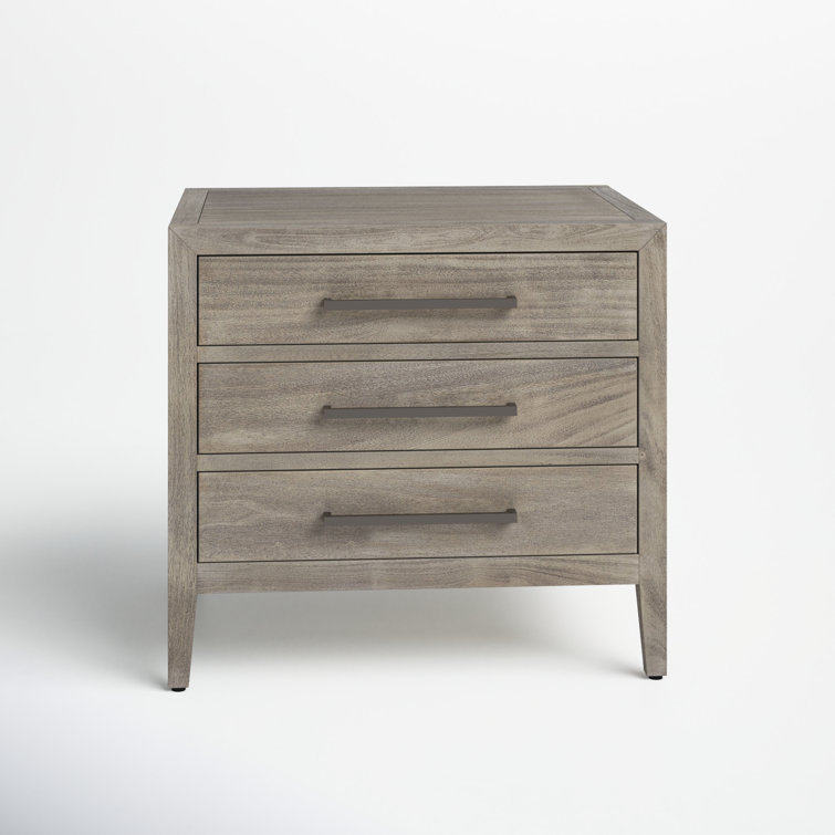 Ariella Light Grey Mahogany 3-Drawer Nightstand