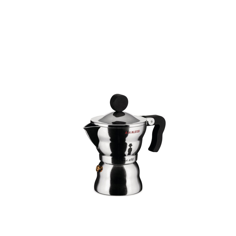 Alessi 3-Cup Black Handle Aluminum Espresso Maker