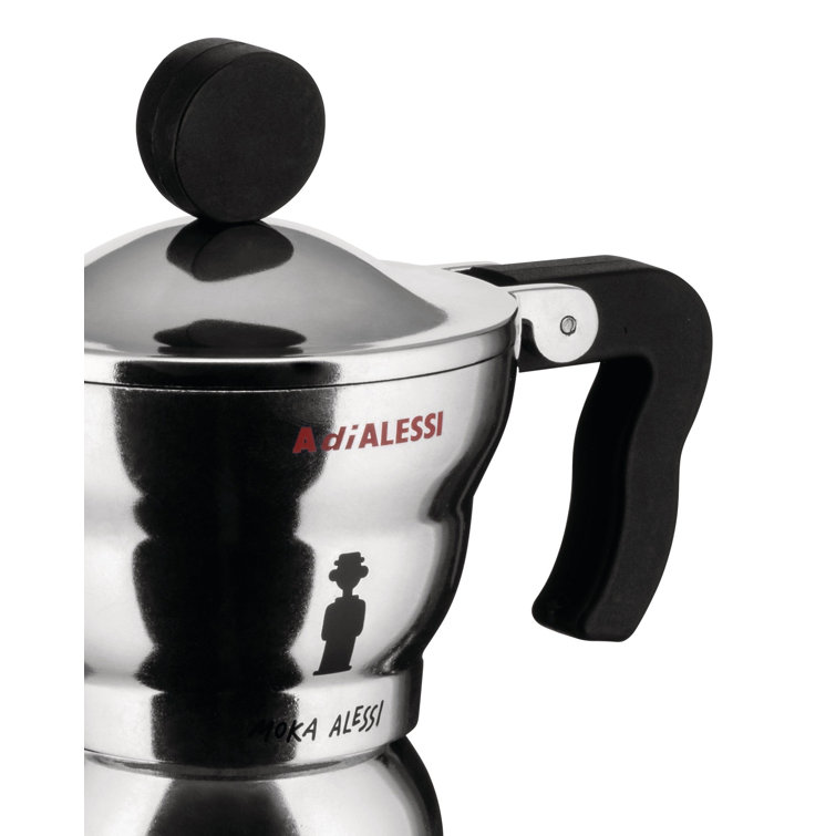 Alessi 3-Cup Black Handle Aluminum Espresso Maker