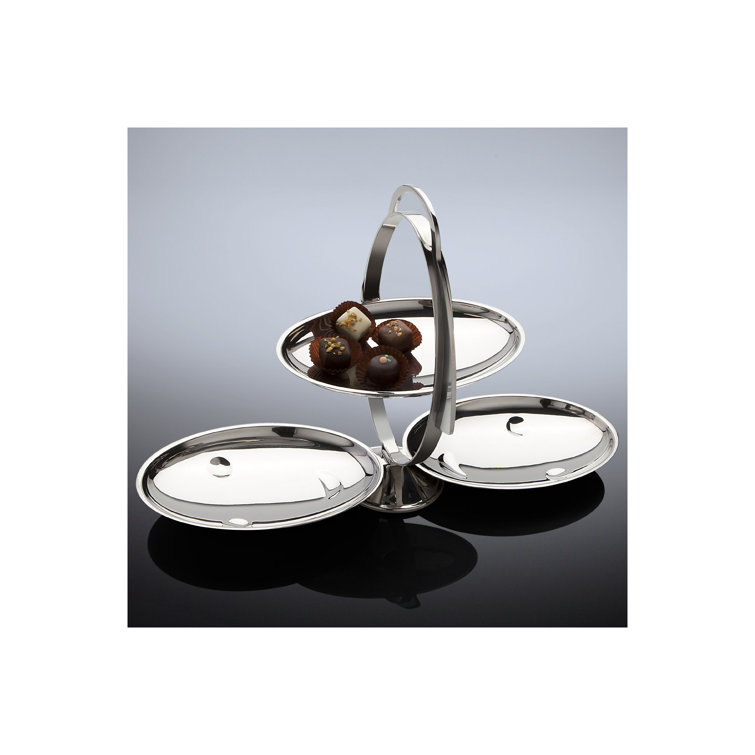 Anna Gong Silver Three-Tier Folding Cake Stand