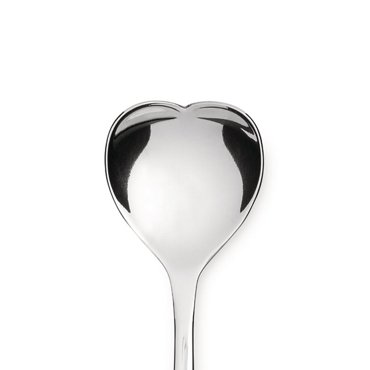 Heart-Shaped Silver Stainless Steel Coffee Spoon Set, 10cm