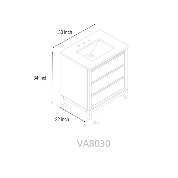 Natural Oak 30" Single Bathroom Vanity with Marble Top