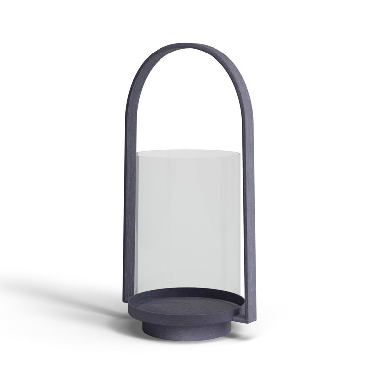 Aged Zinc Finish Tabletop Hurricane Lantern