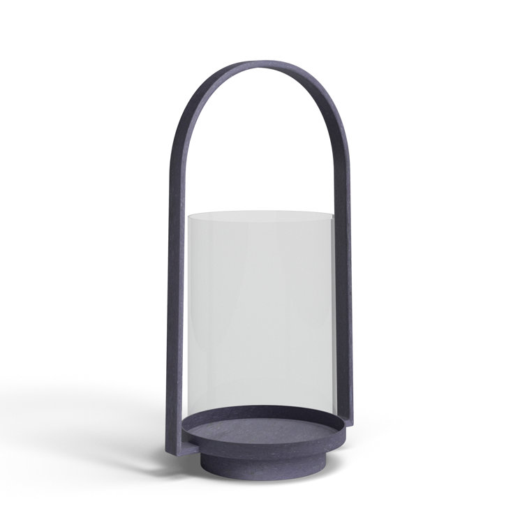 Aged Zinc Finish Tabletop Hurricane Lantern