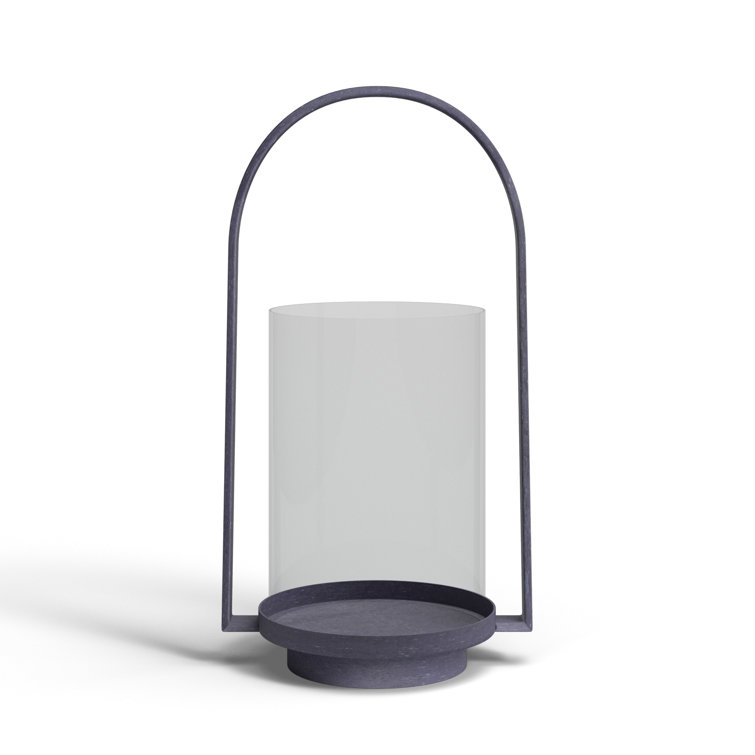 Aged Zinc Finish Tabletop Hurricane Lantern