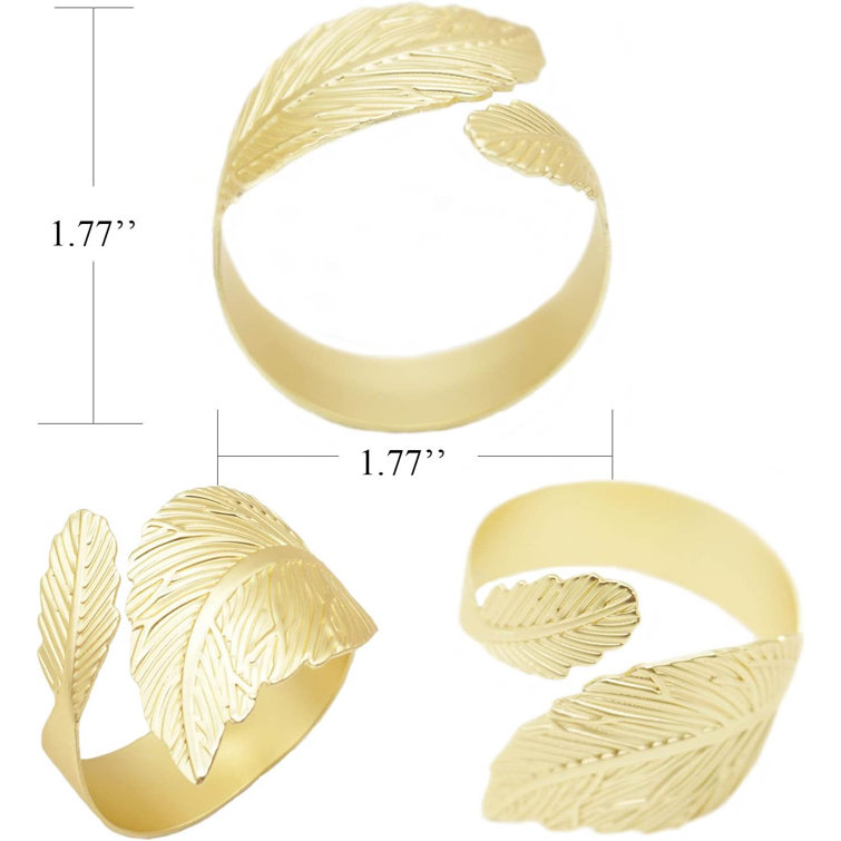 Golden Leaf Metal Napkin Rings Set of 6