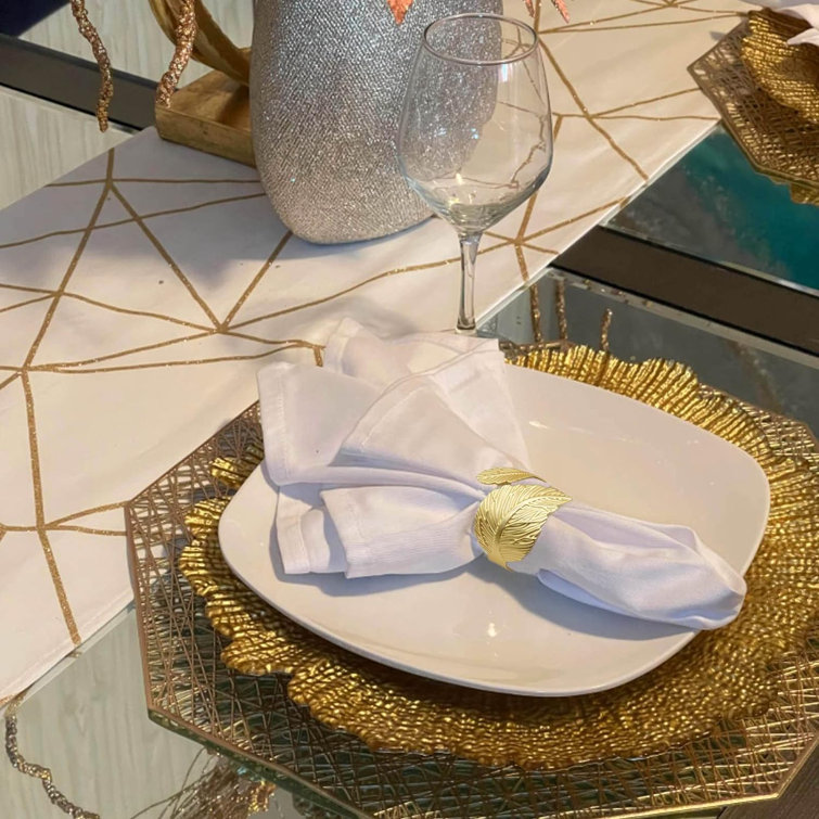 Golden Leaf Metal Napkin Rings Set of 6