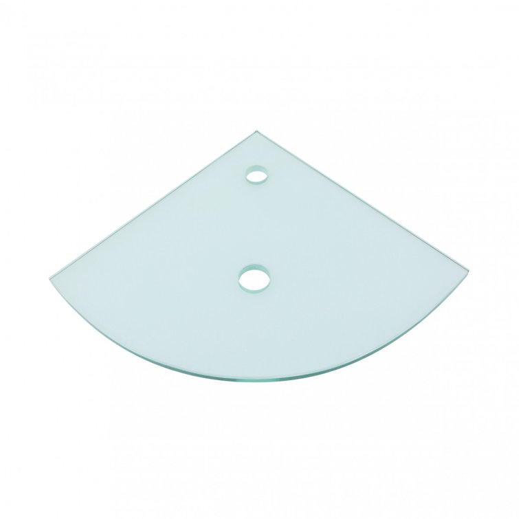 Round Corner Clear Tempered Glass Wall Mount Sink with Chrome Faucet