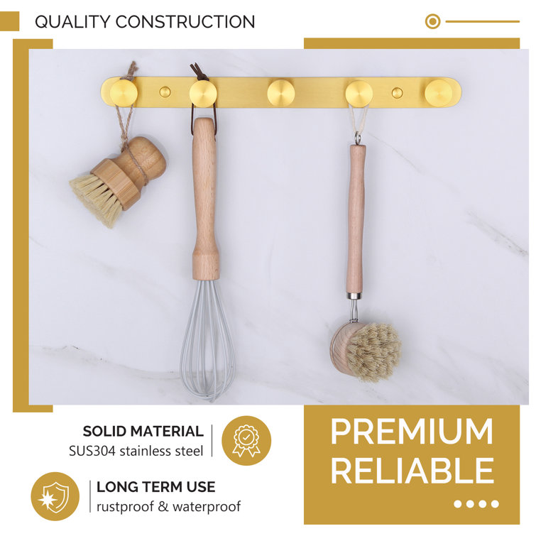 Brushed Gold Stainless Steel Wall Mounted Towel Hook Rack