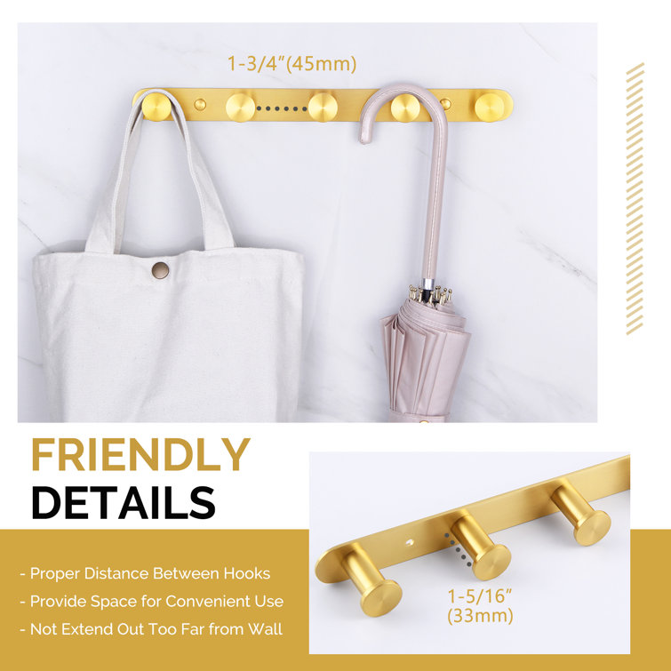 Brushed Gold Stainless Steel Wall Mounted Towel Hook Rack