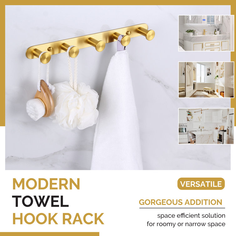 Brushed Gold Stainless Steel Wall Mounted Towel Hook Rack